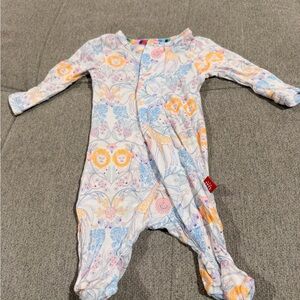 Magnetic Me White Footed One-Piece with Pastel Animal Print